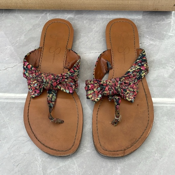 Women's Jessica Simpson Floral Bow Flip Flop Sandals Size 9 - Picture 2 of 10